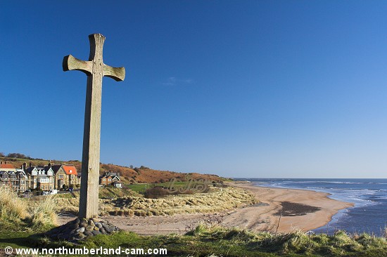 View to Alnmouth Beach from the cross marking the site of the old church.