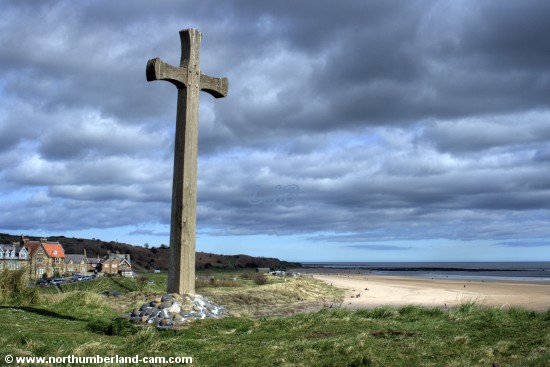 View to Alnmouth Beach from the cross marking the site of the old church.