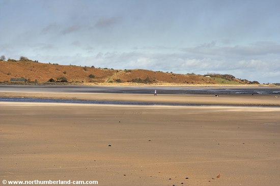 View across the River Aln to Alnmouth and the beach.