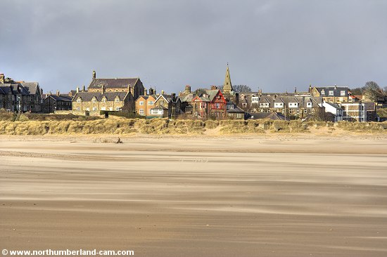 View across the River Aln to Alnmouth and the beach.