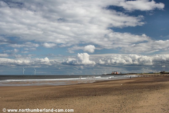 Summer evening view of Cambois Beach looking towards Blyth.