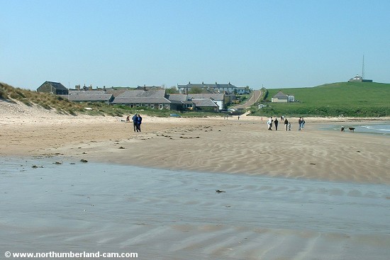 View from the beach to the village.