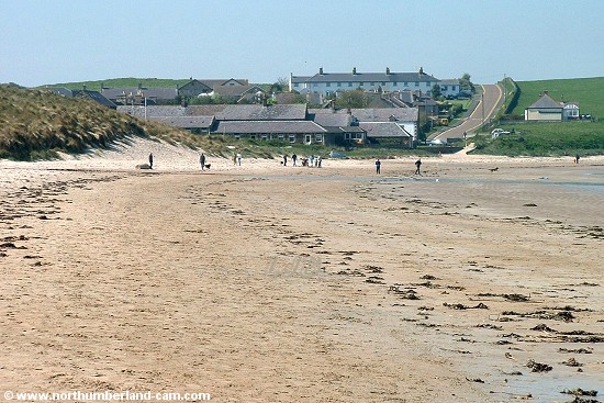 View from the beach to the village.