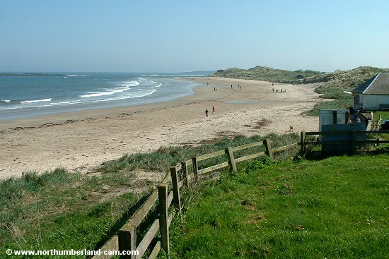 View south along the beach from the village.